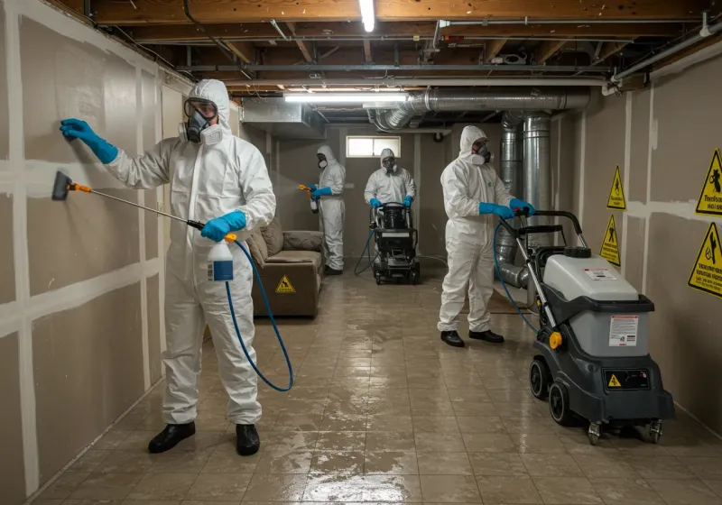 Basement Moisture Removal and Structural Drying process in Keego Harbor, MI